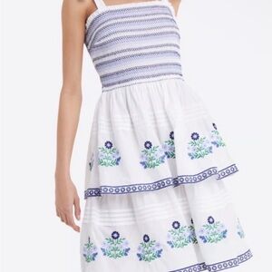 Draper James Blue and White Embroidered Midi Dress